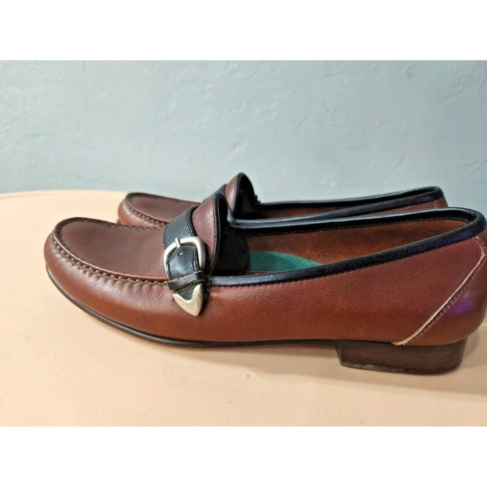 Greg Norman Made in Indonesia Mens Brown Leather Oxford Loafers Shoes Size 9.5 M